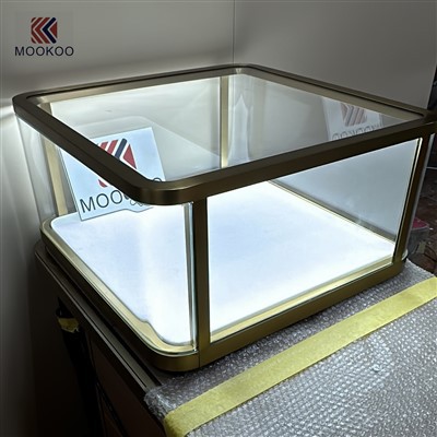 Aangepaste roestvrijstalen sieradenvitrinekast met LED-verlichting voor mode-juwelenwinkelinterieur