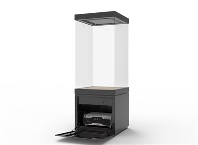 Verlichte museumvitrinekast
