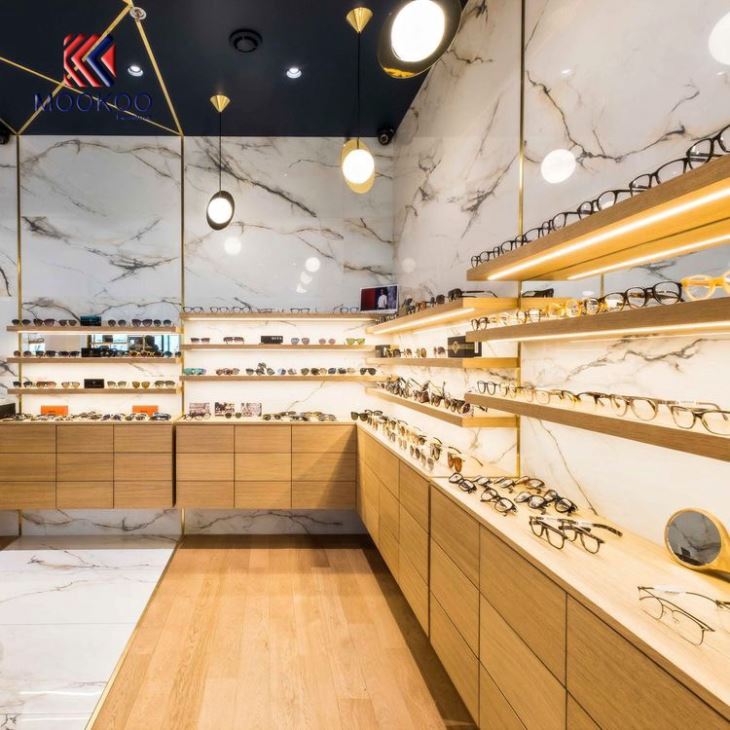 Customized Morden Sunglasses Shop Showcase Eyewear Display Wall Optical Furniture Design