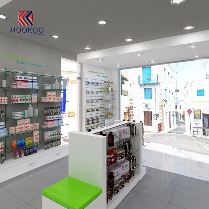 Drug Store Display Furniture Clear Glass Shelves