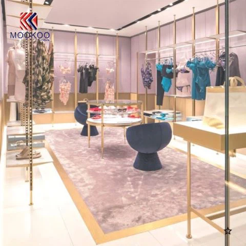 Aangepaste hoog niveau decoratie dames kleding Display winkel meubels met lichten uit China