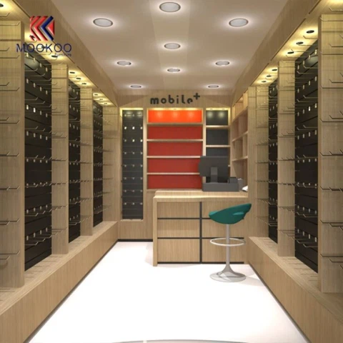 Houten telefoon accessoires staan ​​kast